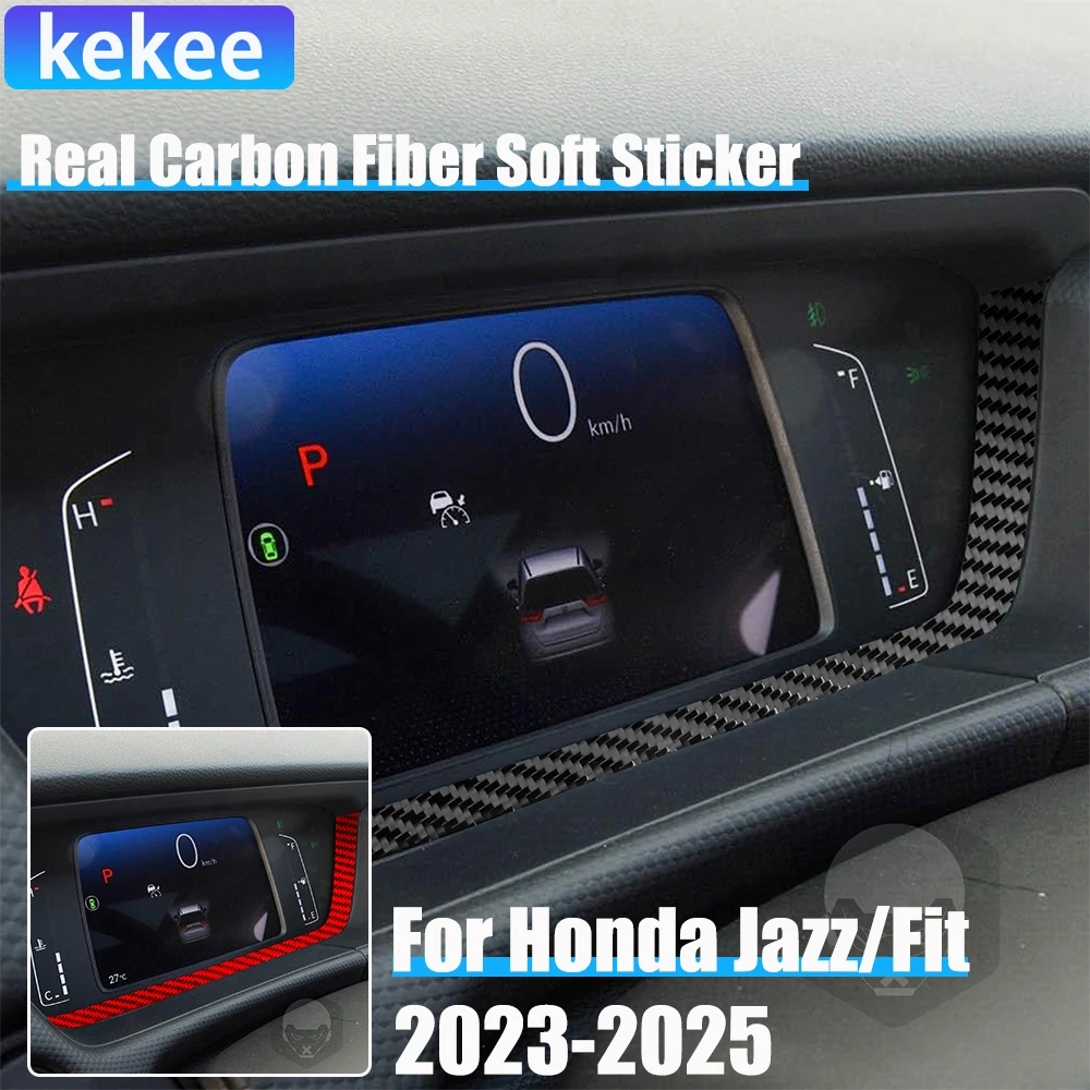 

Real Carbon Fiber Car Accessories Navigation Strip Decorative Trim Cover Soft Sticker For Honda Fit /Jazz GR9 2023 2024 2025