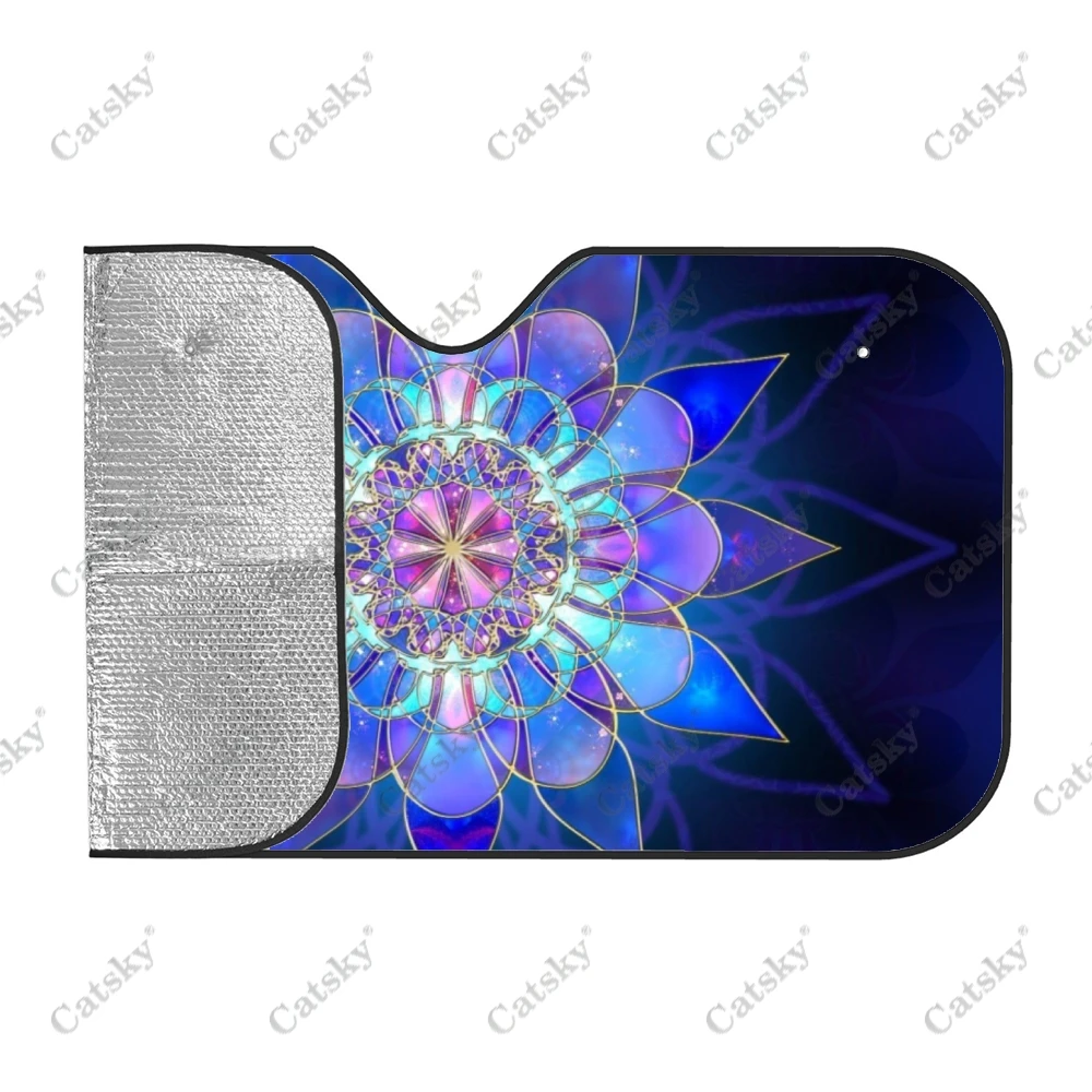 Mandala Flower Pattern Car Accessories Windshield Sunshade Foldable Sunvisor Protect UV Sunshades Visor Shield for SUV Cool