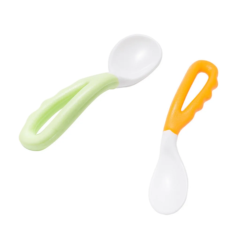 

2Pcs Training Spoons Lightweight Durable Round Head Design for Infant Newborn Creative Curve Feeding Spoon Feeding