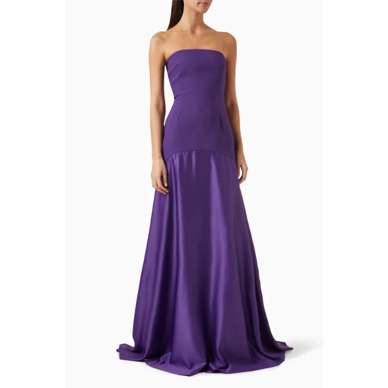 

Elegant Purple Off Shoulder Evening Dresses Strapless Patchwork Floor Length Prom Gowns Long A Line Vestidos De Noche 2024