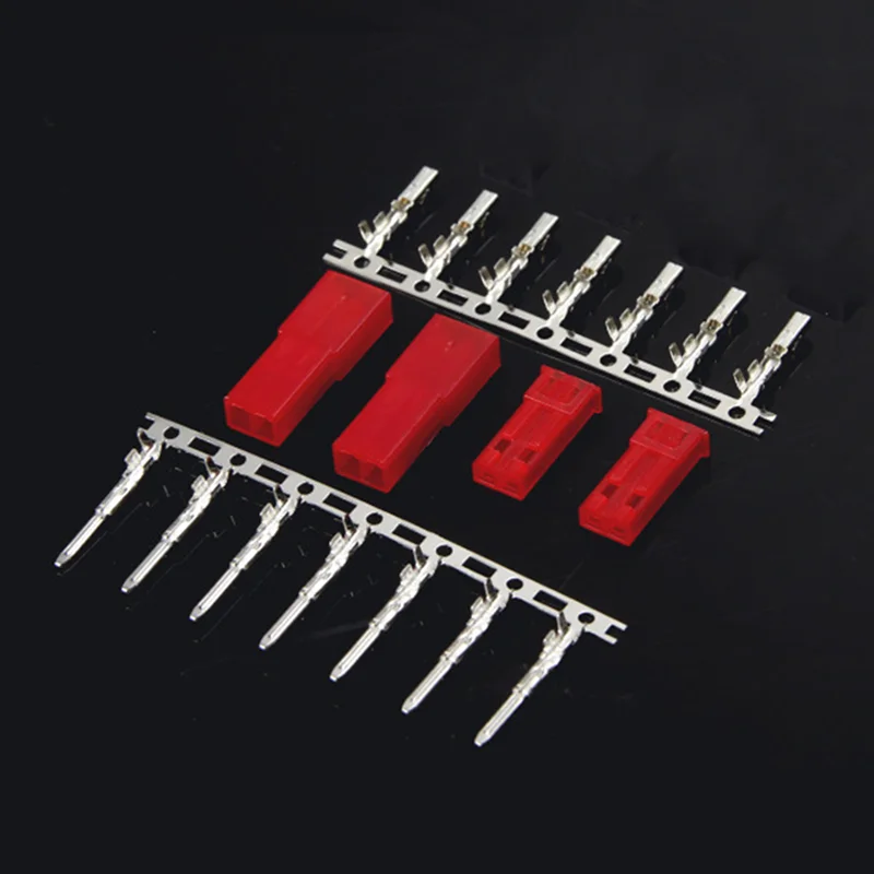 10–100 Sets JST SYP 2-poliger roter Steckverbinder – 2,54 mm Stecker-Buchse-Gehäuse + Crimp-Anschluss für RC-Lipo-Akku