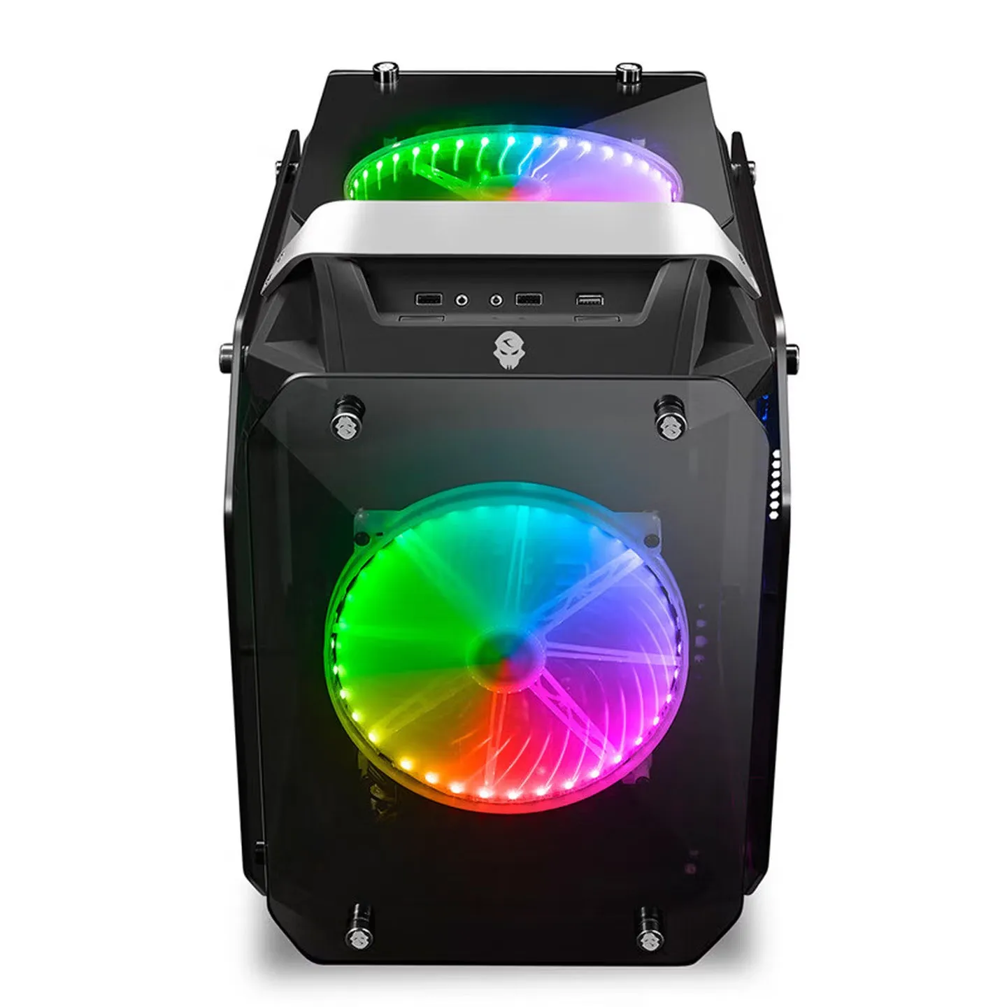 WJCOOLMAN Jin Gang Full tempered glass computer case Supports 120 water cooling / ATX motherboard Equipped with two 20CM fans