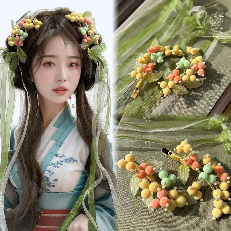 

Этнический детский аксессуар для волос, шалфейная зеленая бабочка, бант, лента, растяжки, винтажный китайский традиционный праздничный подарок для девочек