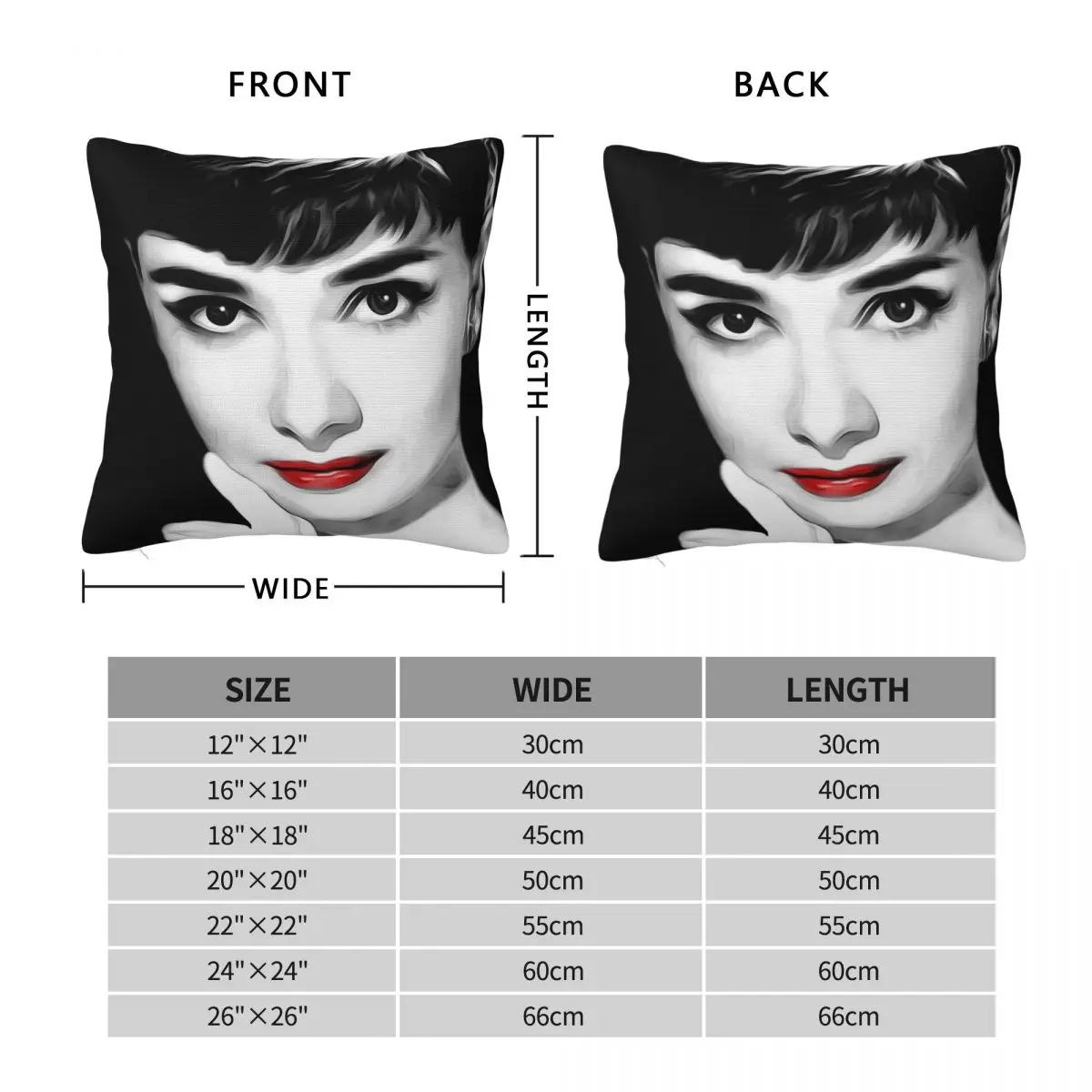 Audrey Hepburn Lips Square Pillowcase Polyester Linen Velvet Printed Zip Decor Pillow Case Sofa Cushion Cover 45x45