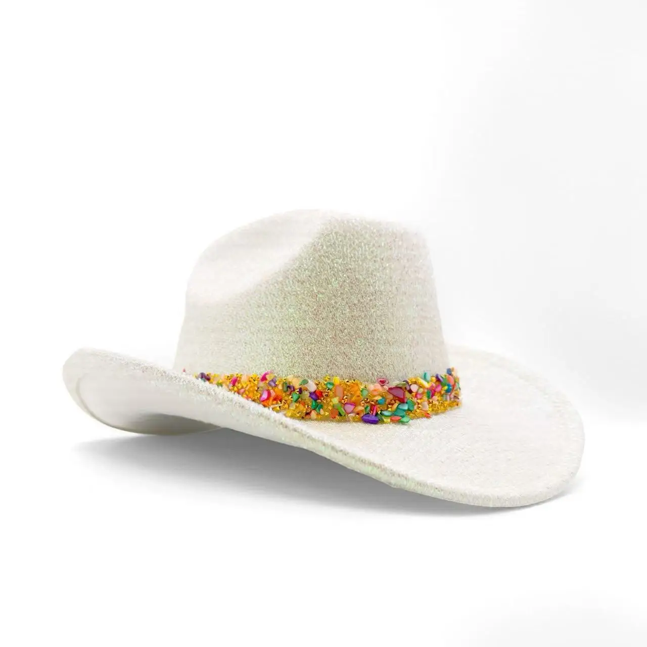 قبعة رعاة البقر من HongLuan Western Bride باللون الأبيض من حجر الراين للنساء - إكسسوارات رعاة البقر وقبعات راعية البقر الريفية للسيدات البالغات #1