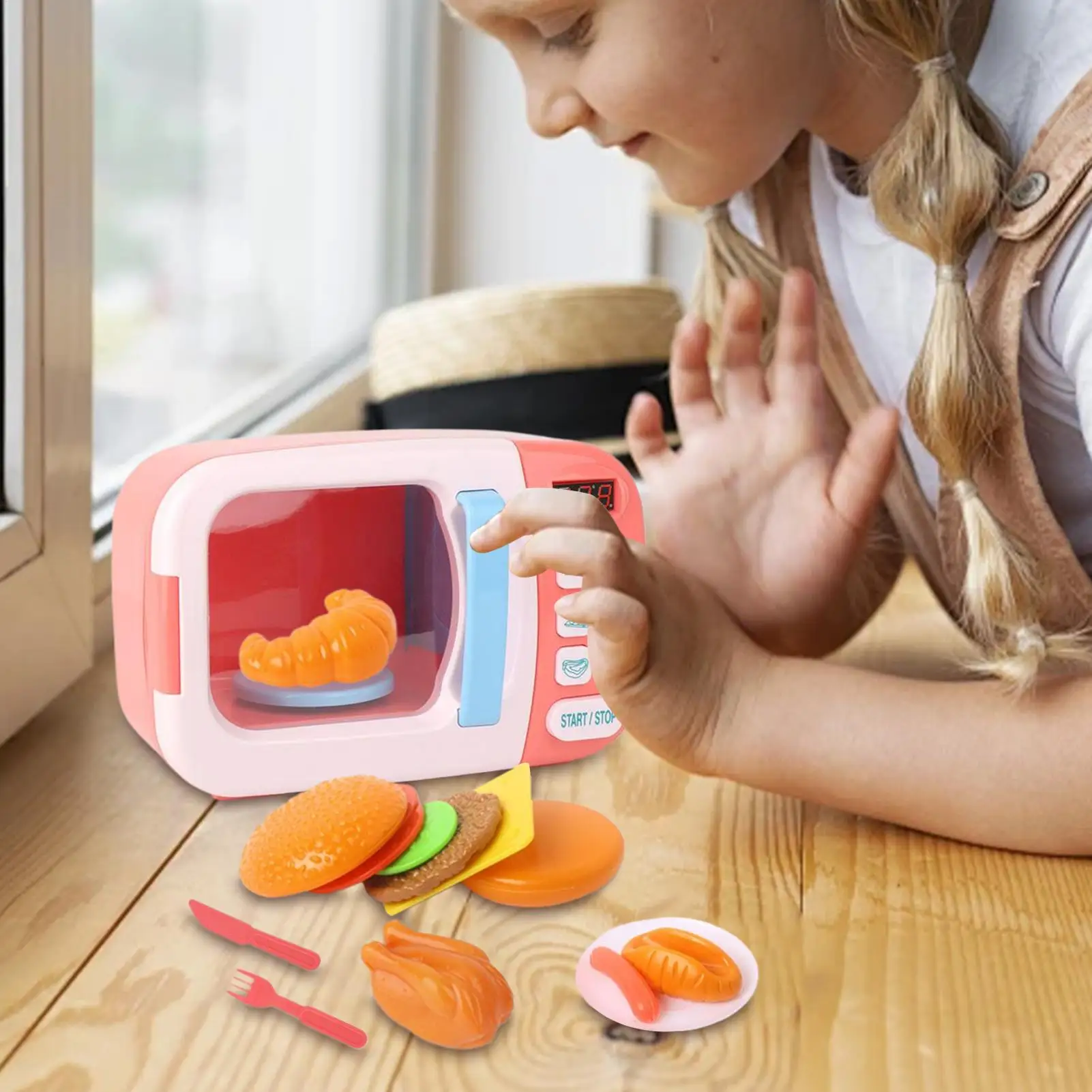 

Microwave Toy Toddler Kitchen Toy With Sound & Light Interactive Realistic Timer Microwave For Baby Role Play Home Preschool