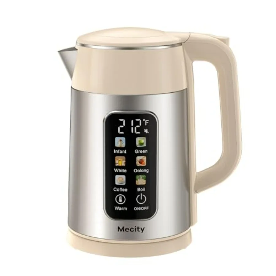 

Electric Kettle 1.7L Touch Screen Temperature Control Water Boiler No Plastic Contact with Water 6 Presets For Tea and Coffee 2