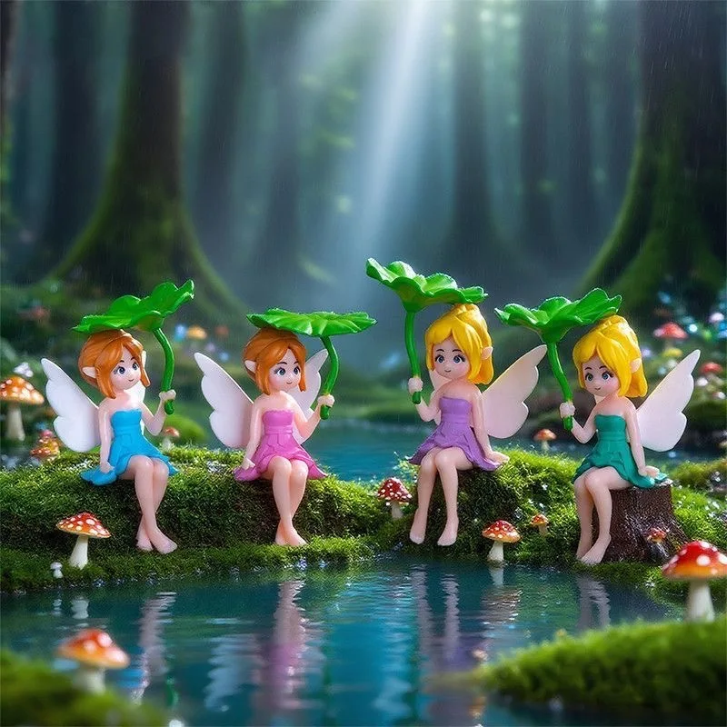 2/4 Pieces with Random Colors, Lotus Leaf Energy Girl Figurines for Micro-Landscapes, Creative Desktop, Workstation, Home, and Car Decorations, Suitable for Various Settings