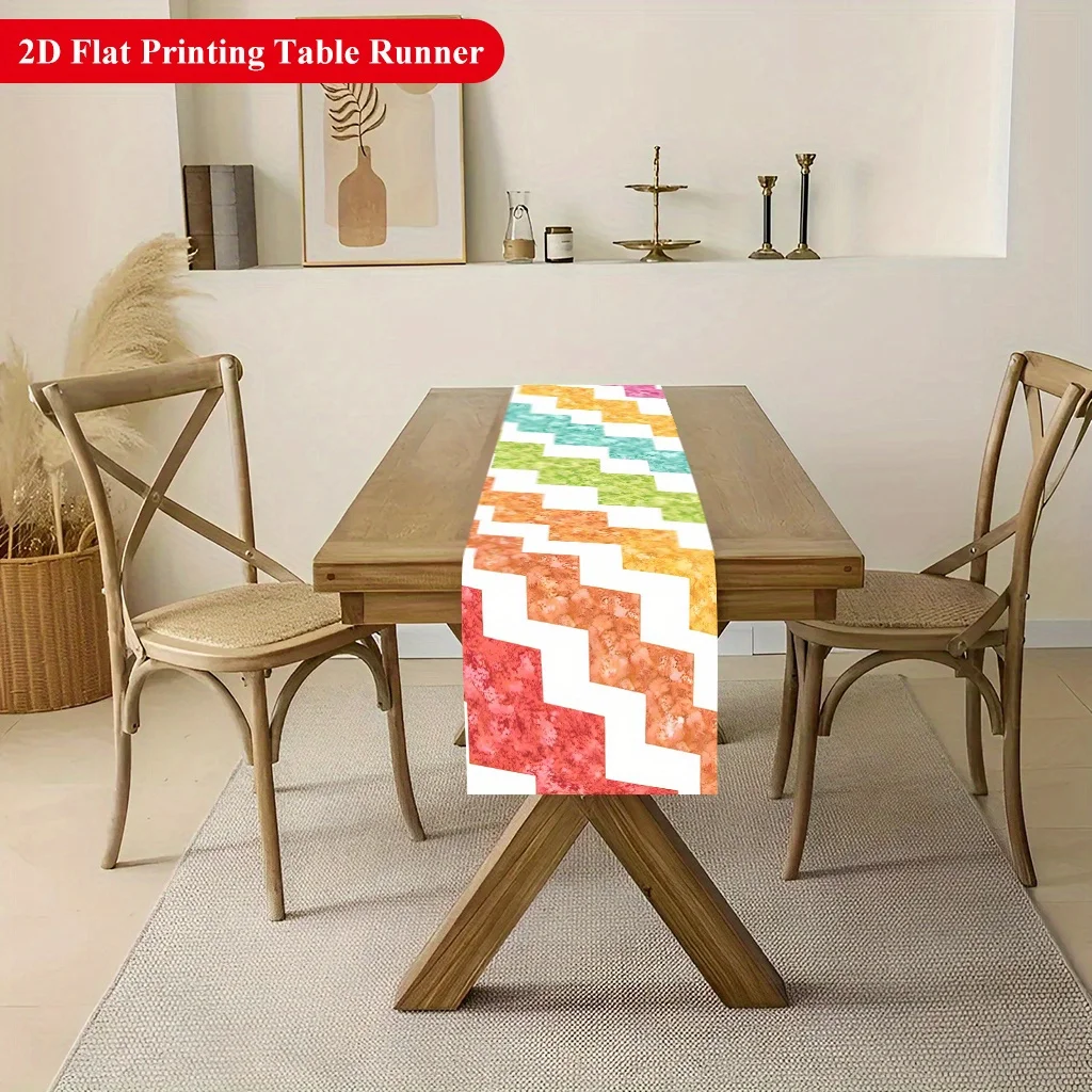 1 Piece of Dokri Vintage Bohemian Style Colorful Plaid Table Runner, Suitable for Farmhouse, Indoor, Kitchen, Celebrations, Table Decoration, Restaurant, and Banquet Decoration Supplies