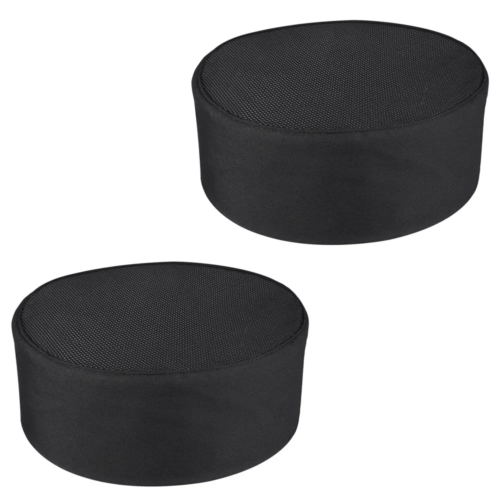 2Pcs Chef Caps Comfortable Cotton Adjustable Black Breathable Chef Headgear for Catering Cooking Kitchen Work Hat