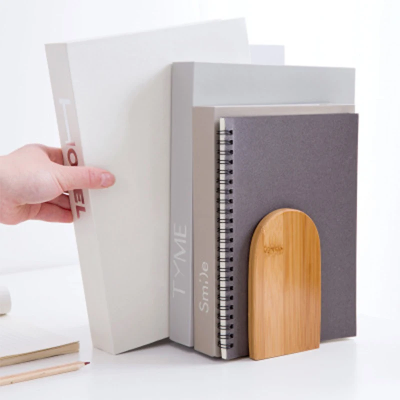 （Summer6）Nature Bamboo Desktop Organizer Bookends Book Ends Stand Holder Shelf Bookrack
