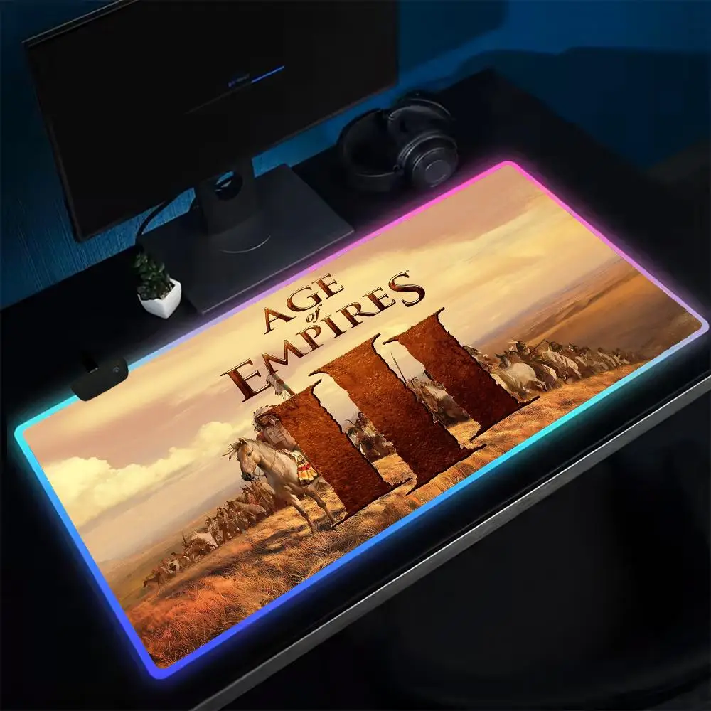 CoolAge Of Empires Mouse Pad Anime Gaming Mouse Pad LED Table Pads Backlit Rubber Desktop XXL RGB Desk Mats