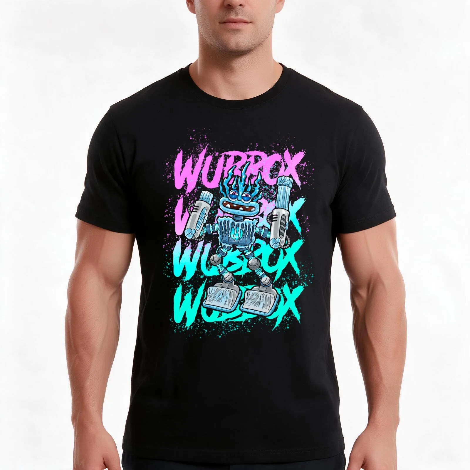 Wubbox My singing Monsters T-Shirt, Summer Casual Cotton Tee, Oversized Streetwear Tops, Vintage Graphic Print, Unisex Men Women