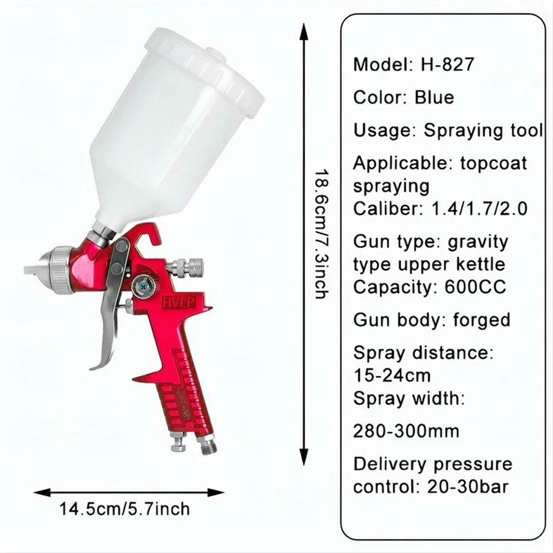 A43T مثالي لمشاريع الطلاء التلقائي المنزلي - مسدس رش HVLP احترافي 1.4 مم 1.7 مم 2.0 مم