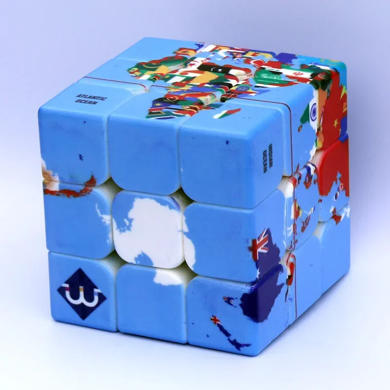 3X3X3 Magnetic Magic Cube Puzzle with Geographical Elements Customized Professional Puzzle Educational Toys