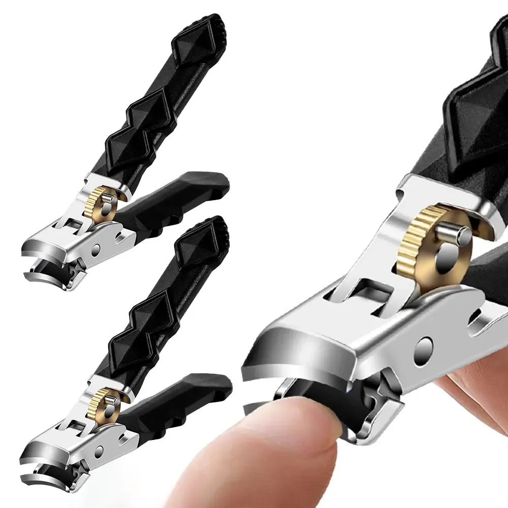 Upgrated Professional Stainless Steel Toenail Clippers for Seniors, Wide Jaw, Angled Head, Concave Blade