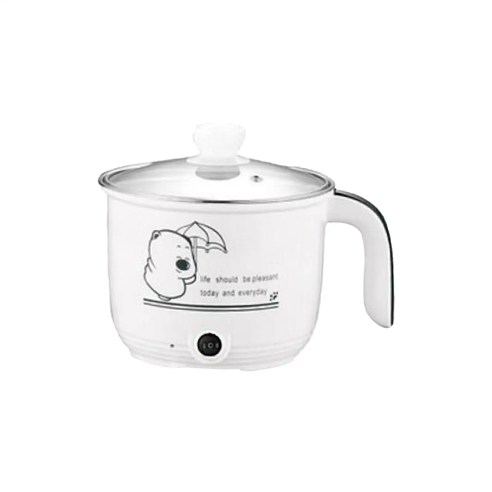 Electric Cooking Pot Nonstick 1.8L Stainless Steel Multifunctional 2 Gear Electric Skillet for Noodles Ramen Porridge Eggs