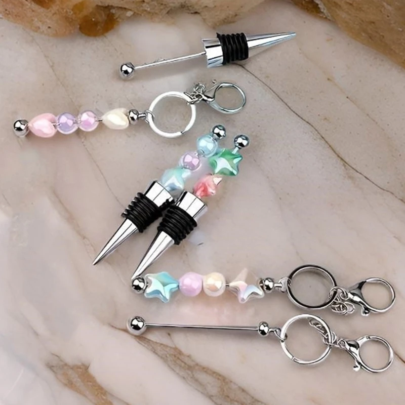 32pcs Beadable Keychain Stylish Bead Keychain Project Pack Including Beads ,Stoppers, Bags for Crafters image 4