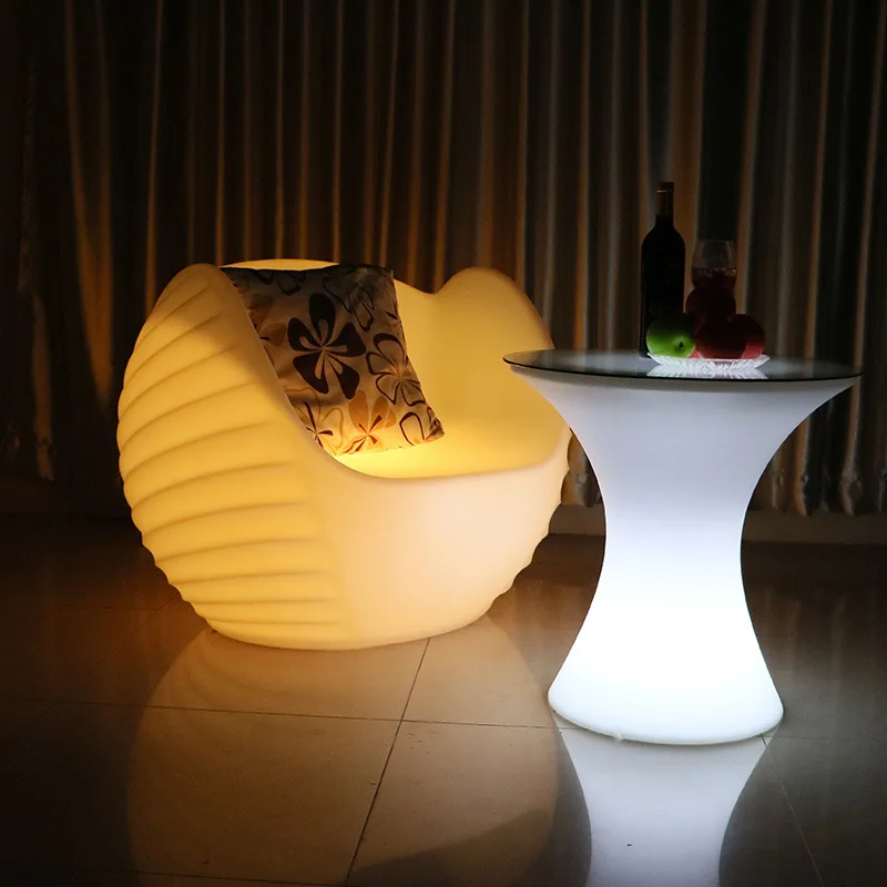 LED illuminated sofa, hotel bar, living room, creative rechargeable furniture, can be combined with multi shaped colorful shell