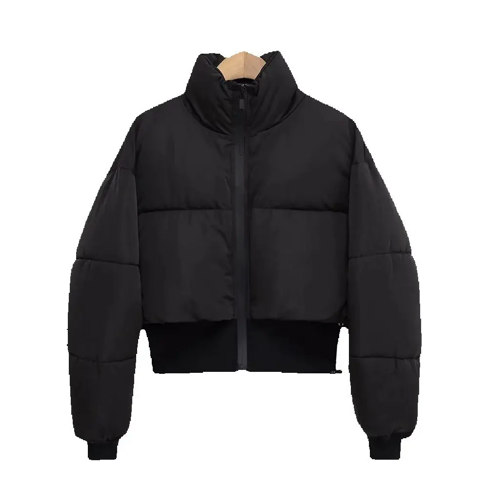 

Осенняя новая женская одежда, короткая хлопковая куртка в европейском и американском стиле с воротником-стойкой и молнией