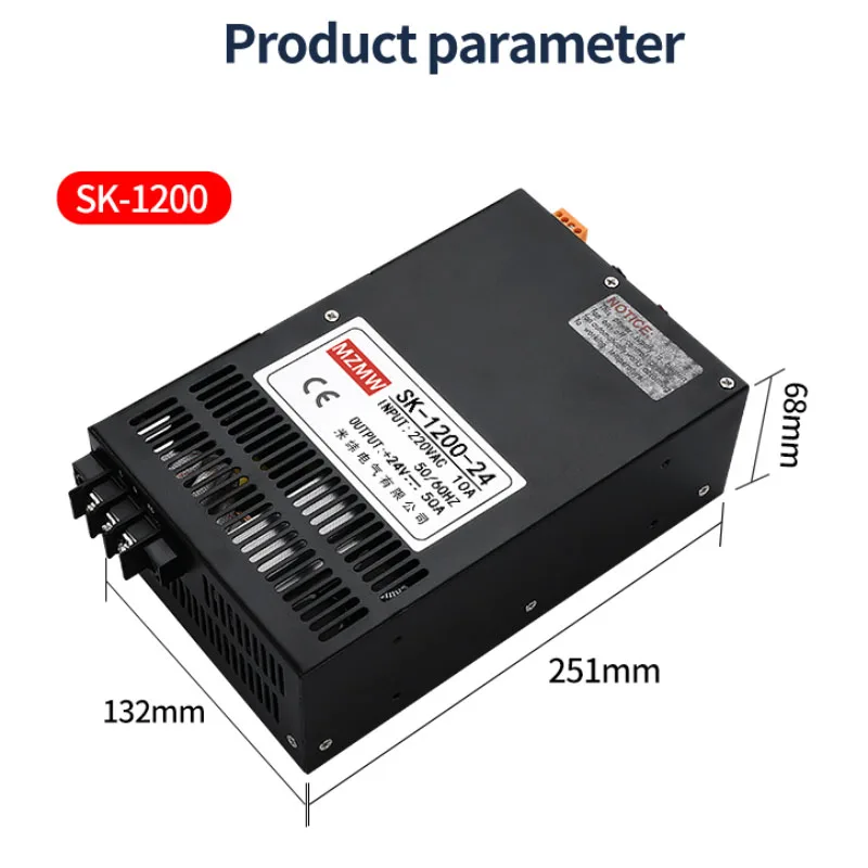 Imagem -05 - Mzmw Switching Power Supply Tensão Ajustável Smps de Alta Potência Sk1200 0-12v 15 24v 36v 48v 60v 80v 110v 220v ca cc 220v