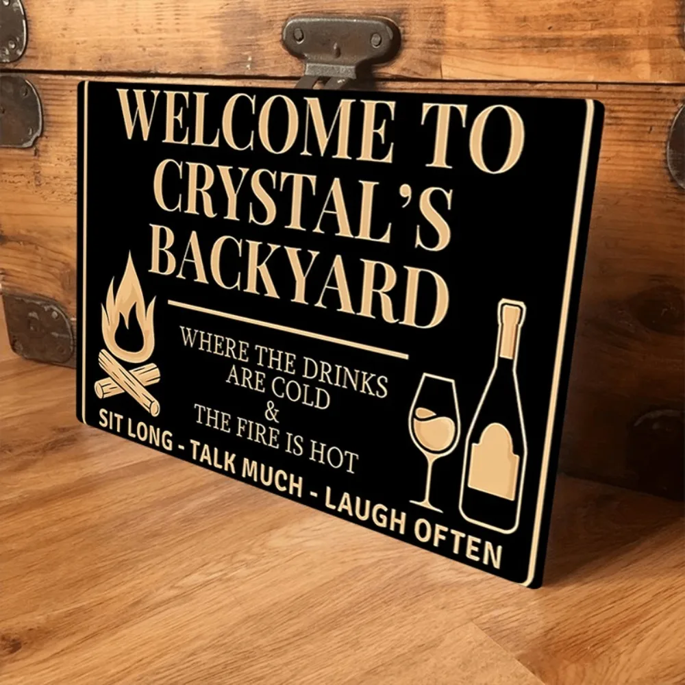 Custom Backyard Bar BBQ Aluminum Sign 8x12