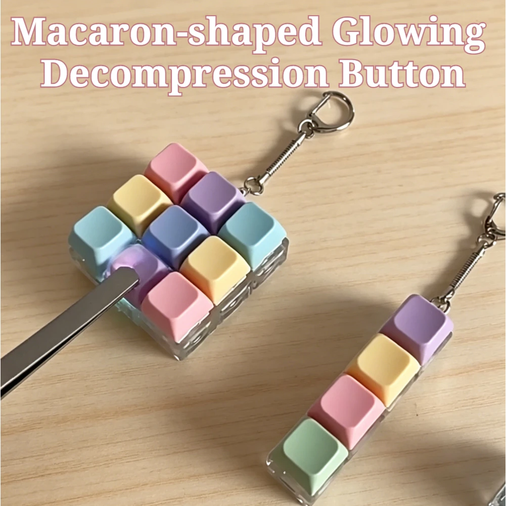 Mini Mechanical Keyboard Key Fidget Keychain 1/2/3/4/9 Keys Clicker Tester Toy Portable Office Desk Decompression Accessory Gift