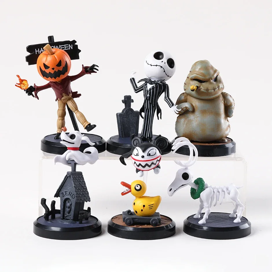 6pcs/set The Nightmare Before Christmas Oogie Boogie Pumpkin King Jack Vampire Teddy Figure Models Desktop Ornaments Toys Gift