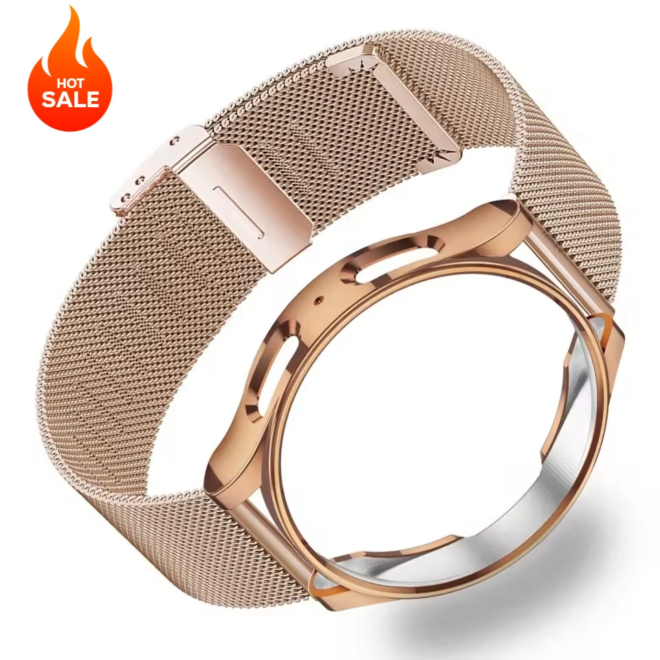 Case + Strap For Samsung Galaxy Watch 5 4 6 7 44mm 40mm 5pro 45mm Screen Protector Stainless Steel Band Watch 6/4 Classic 43 47