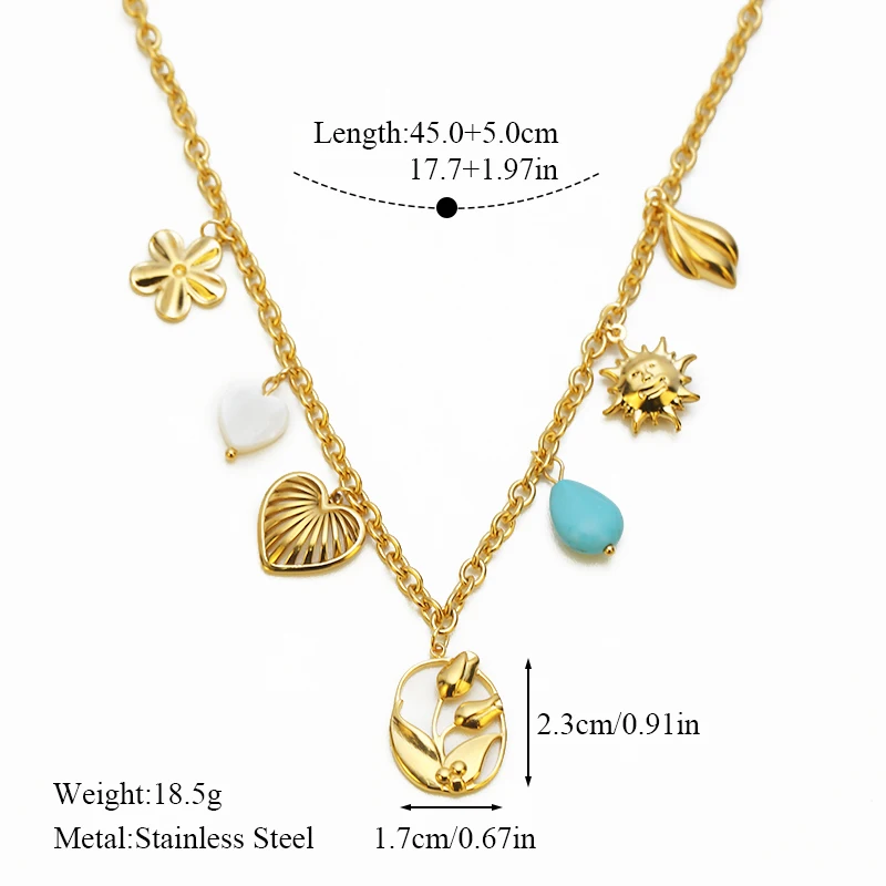 EILIECK 316L Edelstahl Tulpenblüten-Anhänger Halskette für Damen 18K PVD-beschichtet Wasserdicht Modische Halskette Schmuck Geschenk – Detail 18