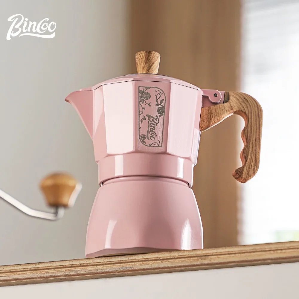 

Bincoo Pink Double Valve Moka Pot Home Small Espresso Coffee Pot Hand Brewing Coffee Utensils Set