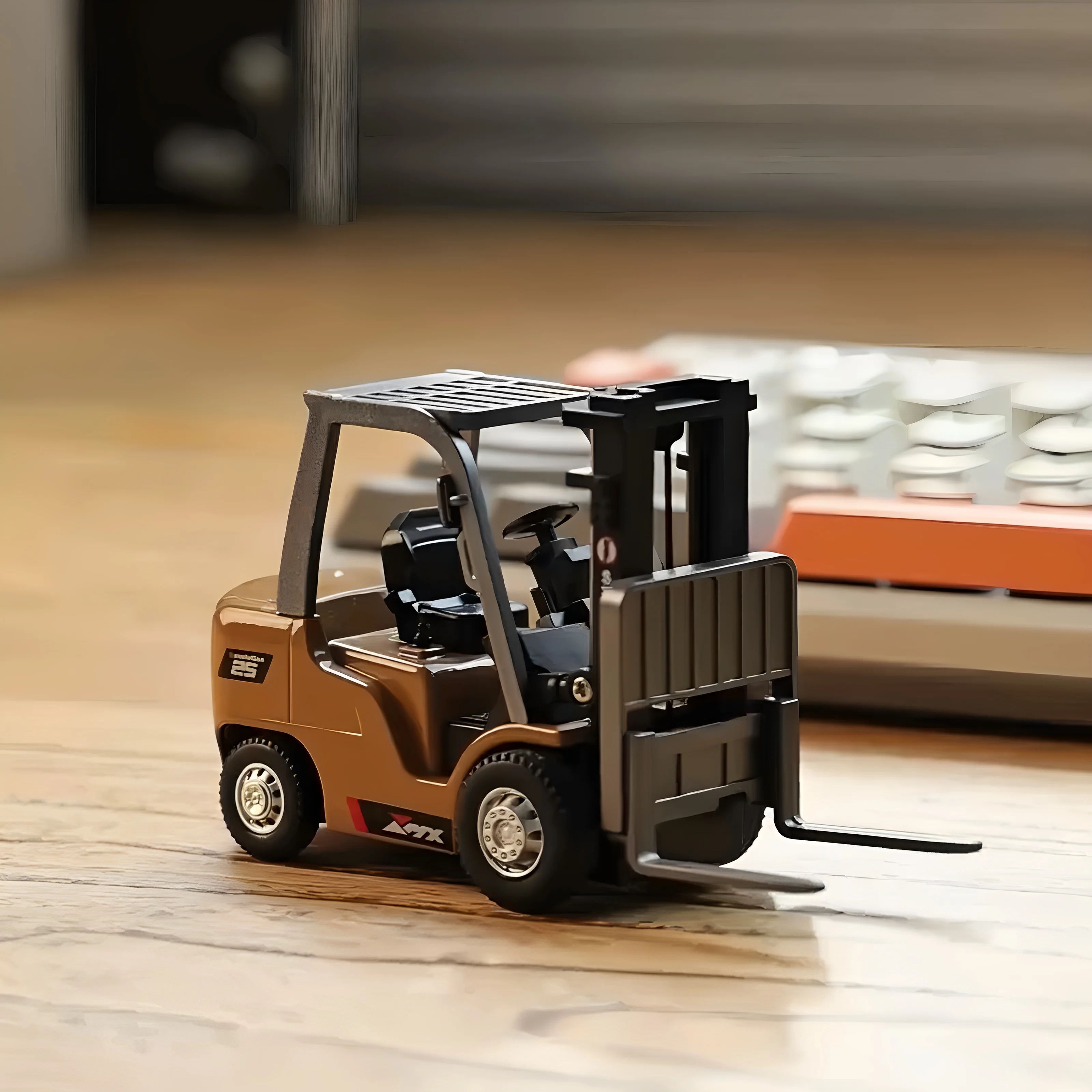 1/64 Remote-controlled alloy forklift Engineering vehicle Tabletop toys Model Collection Gift For Boys