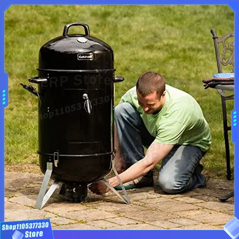 18 Inch Enamel Smoke Oven Multifunctional 3 in 1 Grill for Outdoor Camping Barbecue Portable Smoker Box with Durable Design