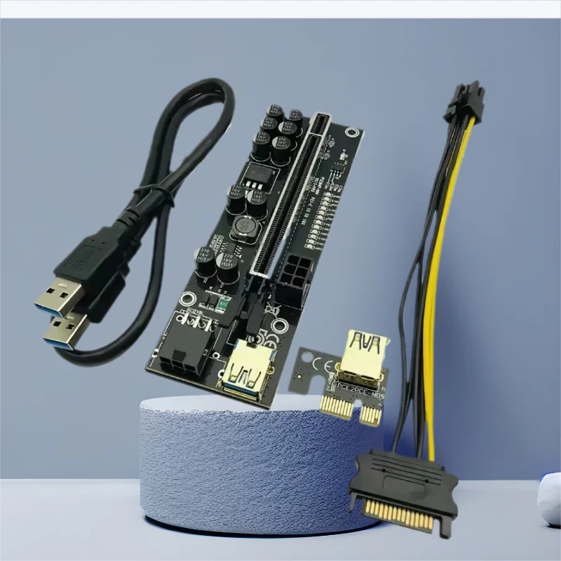 NEW V011 Pro PCIE Riser 011 Cabo Riser Card PCI Express X16 10 Capacitors USB3.0 Cable 12 LED Flash Lights For GPU Graphics Card