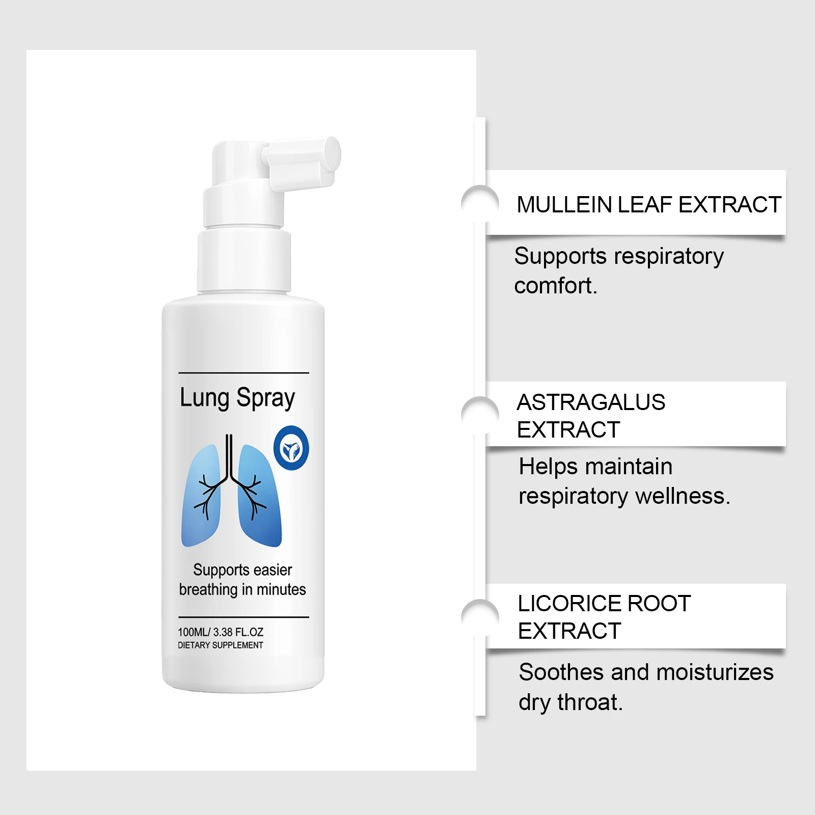 Herbal Lung Cleansing Spray Dissolve Excess Mucus Soothe Discomfort Respiratory Health Support Improve Breathing Daily Lung Care