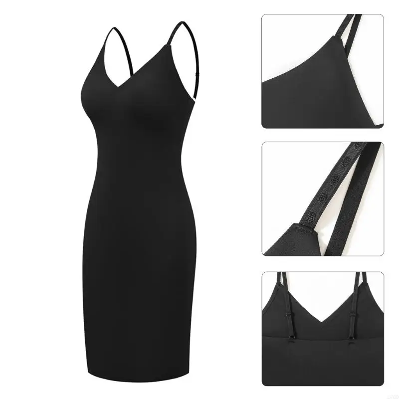 Shapewear Dress Slip for Women Tummy Controls Adjustable Full Slip Seamless Body Shaper for Under Dresses