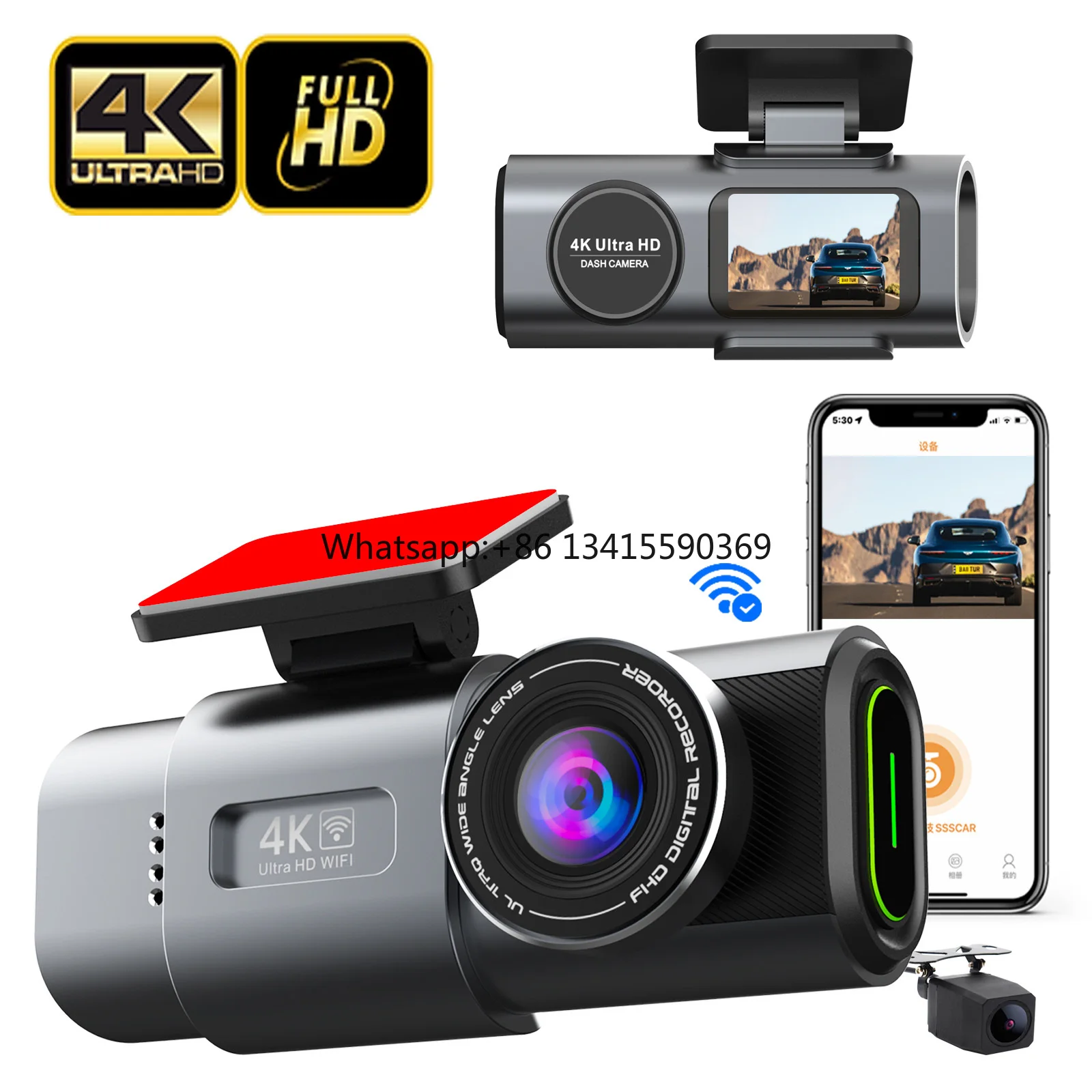 

Автомобильный двойной видеорегистратор, камера 4K, передняя и задняя камера, видеорегистратор с G-сенсором, автомобильная камера с обнаружением движения