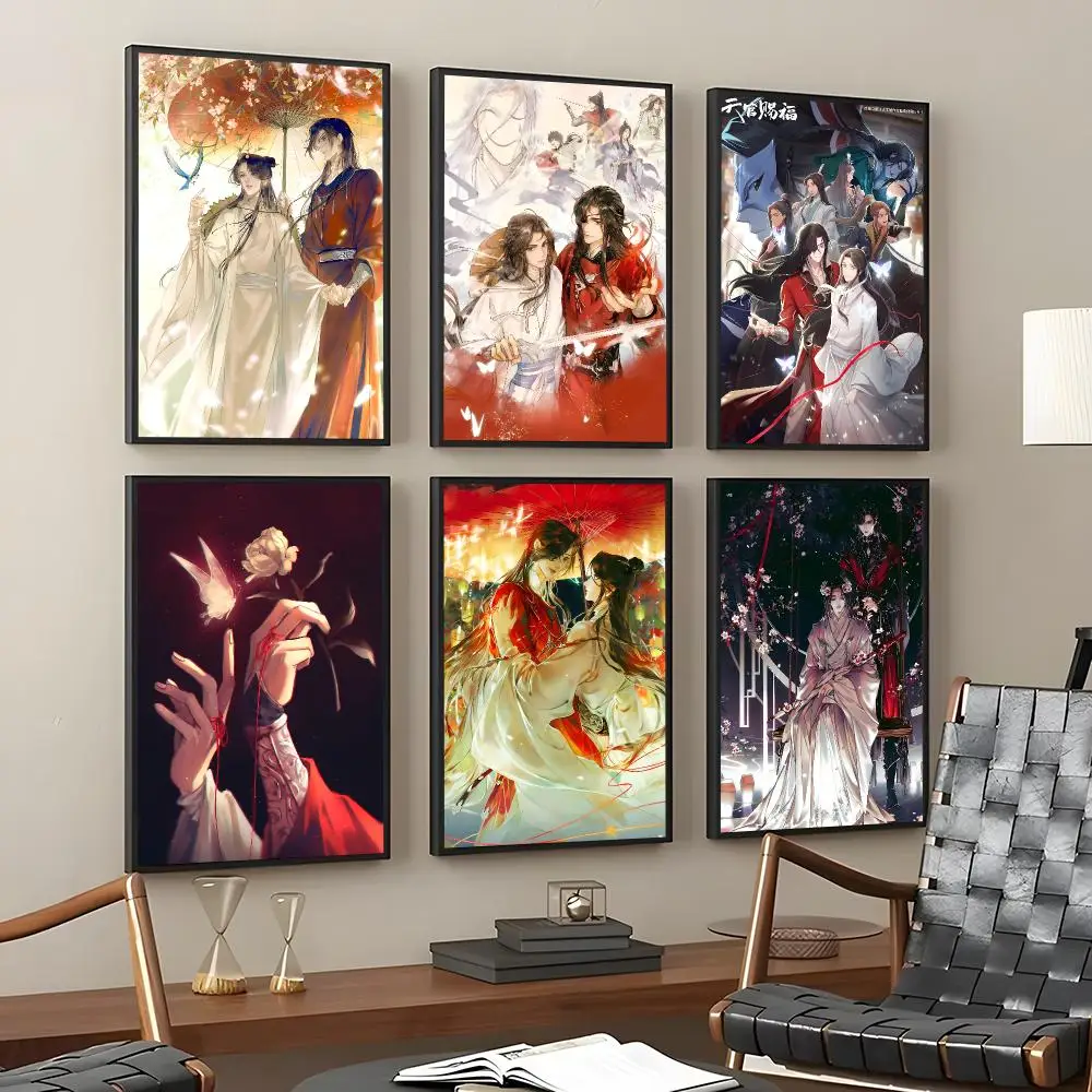 Heaven Officials Blessing Painting Calligraphy HD Art Wall Room Decor Home Waterproof Home Living Bar Decorative Paintings