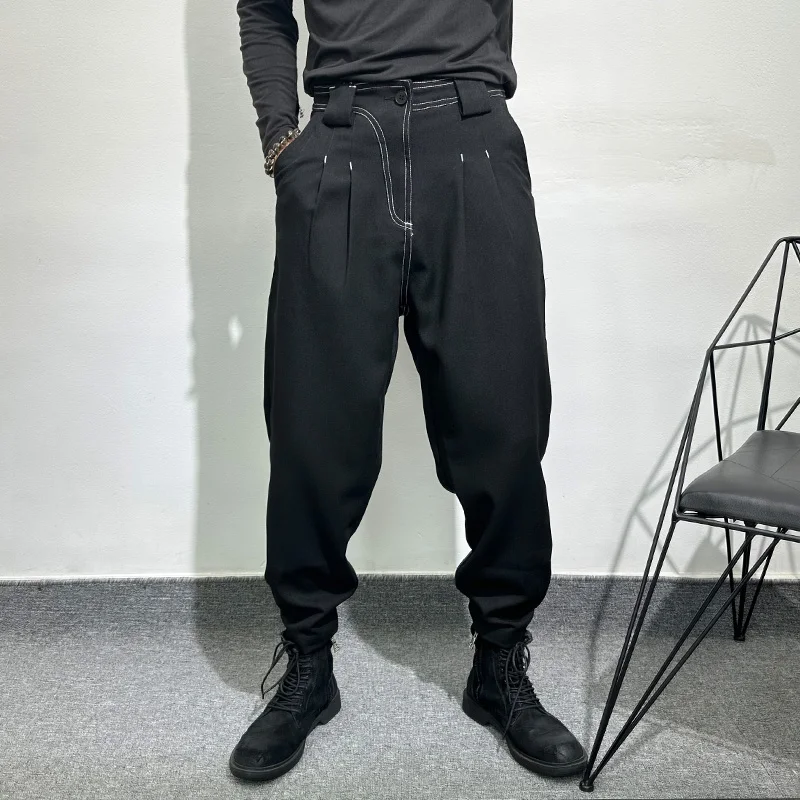 

Dark Style Design Sense Abstinence Series Loose Cargo Tapered Pants Popular Simple Harajuku Ankle-Tied Fashion