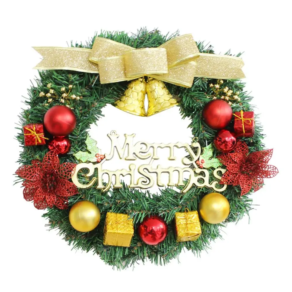 

Gold Elegant Christmas Decoration Home Decor With Bow Door Hanging Rattan Garland Christmas Wreath Ornament Pendant