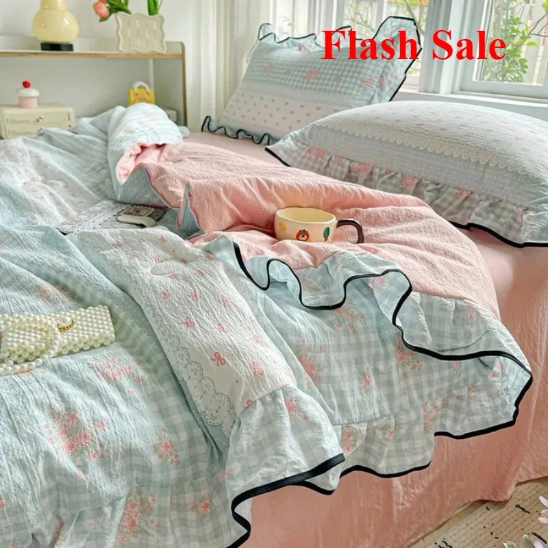 2025-kapok-froisse-double-couche-fil-a-volants-bord-de-feuille-couette-d'ete-4-pieces-ensemble-machine-a-laver-lavage-climatiseur-couette