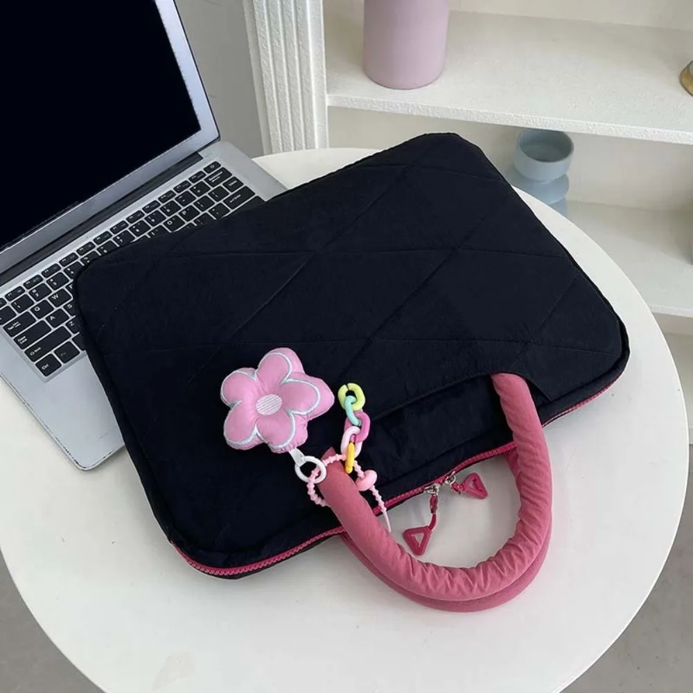 Laptop Cover With Flower Pendant Laptop Sleeve Handle Style Portable Computer Handbag Cute Sweet Laptop Bags Women/girl
