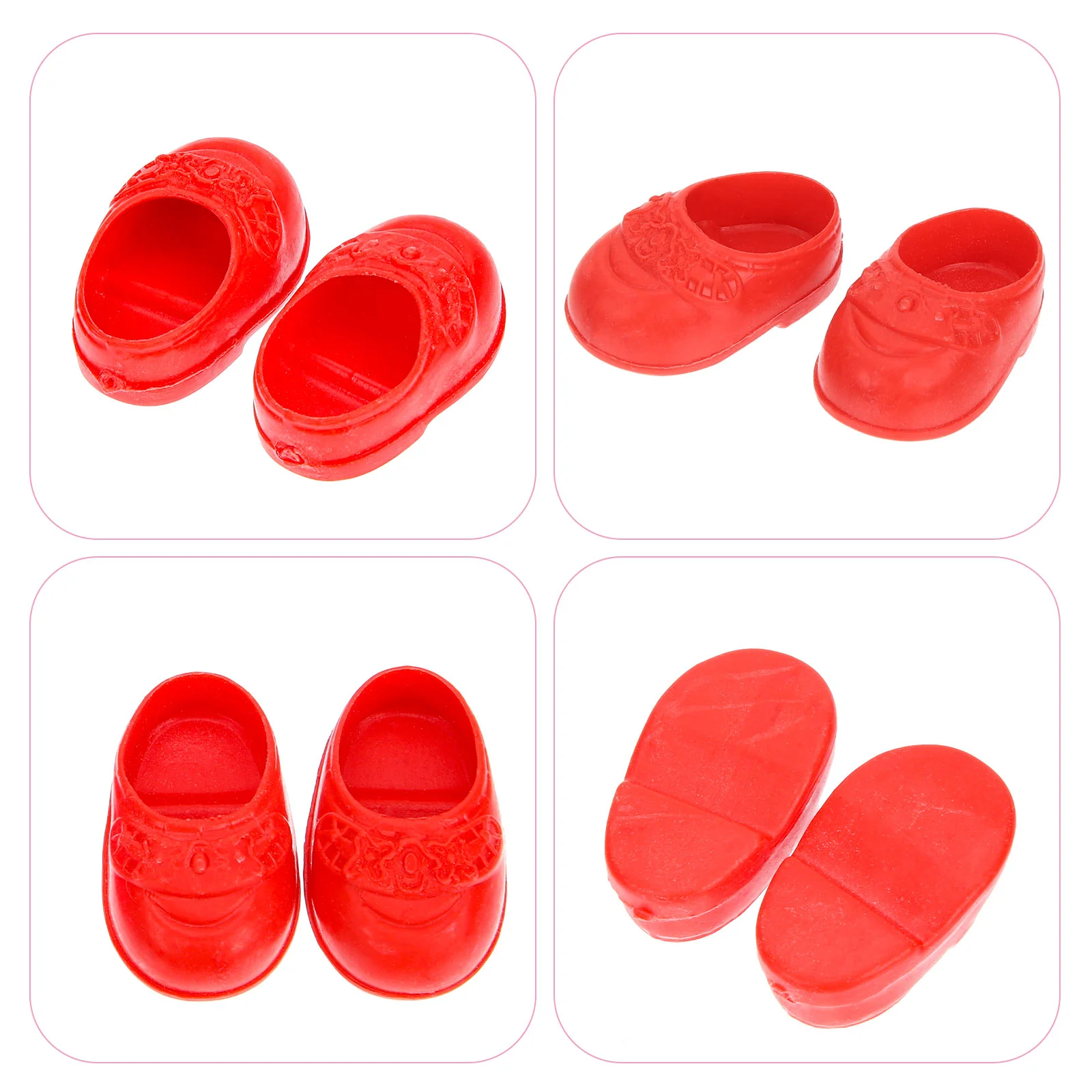 4 Pairs Flat Shoes Baby Dolls Miniature Exquisite Toy Making Accessories Playset Plastic Ornaments Adornment Child