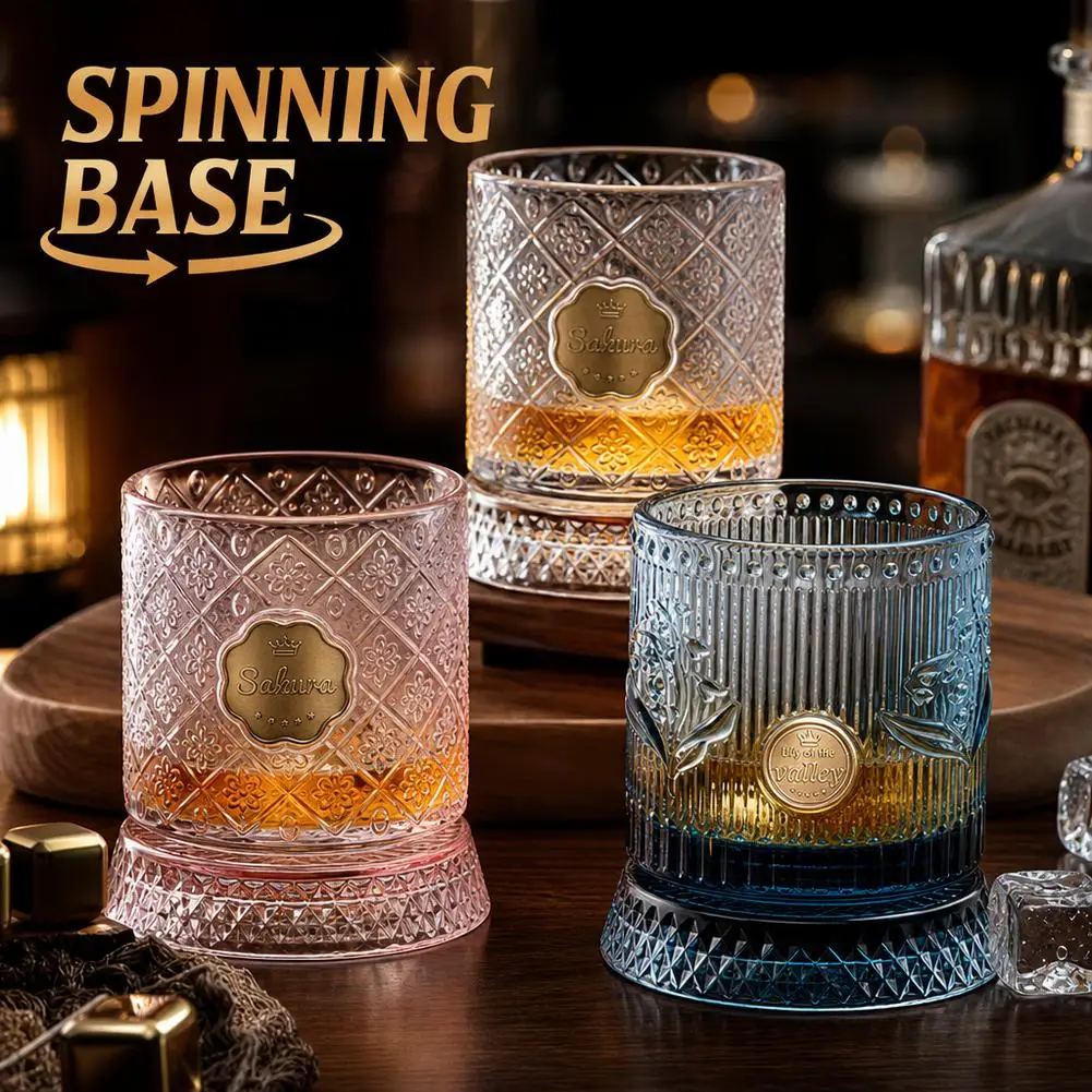 245ml Le Wei Shi Rotating Whiskey Glass Creative Home Premium Beer Wine Glass Stress Relieving Western Style Internet Celebrity