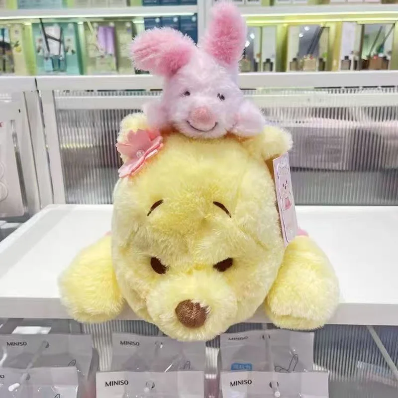 Disney Stitch en Winnie de Poeh liggende pluche pop pastelroze kersenbloesem thema schattige knuffels voor verjaardagscadeau speelgoed