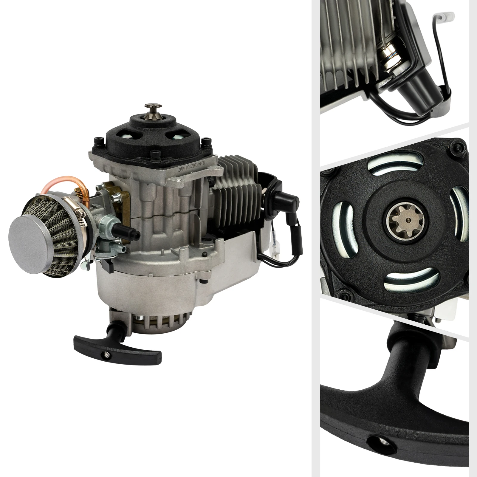 49cc 2-Stroke Engine Motor Mini Bike Pocket Bike Engine 3HP 12500rpm Air Cooled Pull Start for Mini Bike Pocket Bike Moped