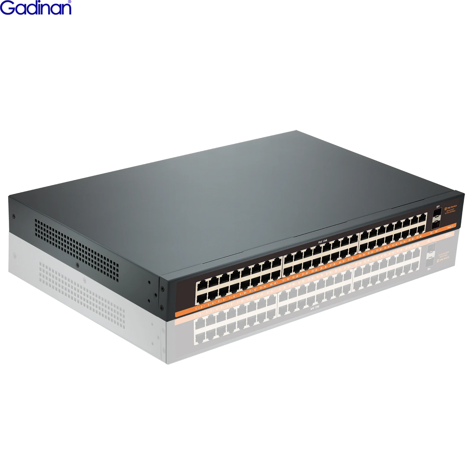 Gadinan-Commutateur PoE Gigabit, 48 ports, non géré IEEEsterilisation 3PG/at PoE + 800W 2x1G déchets réseau Power Over Ethernet Desktop/Rack16: