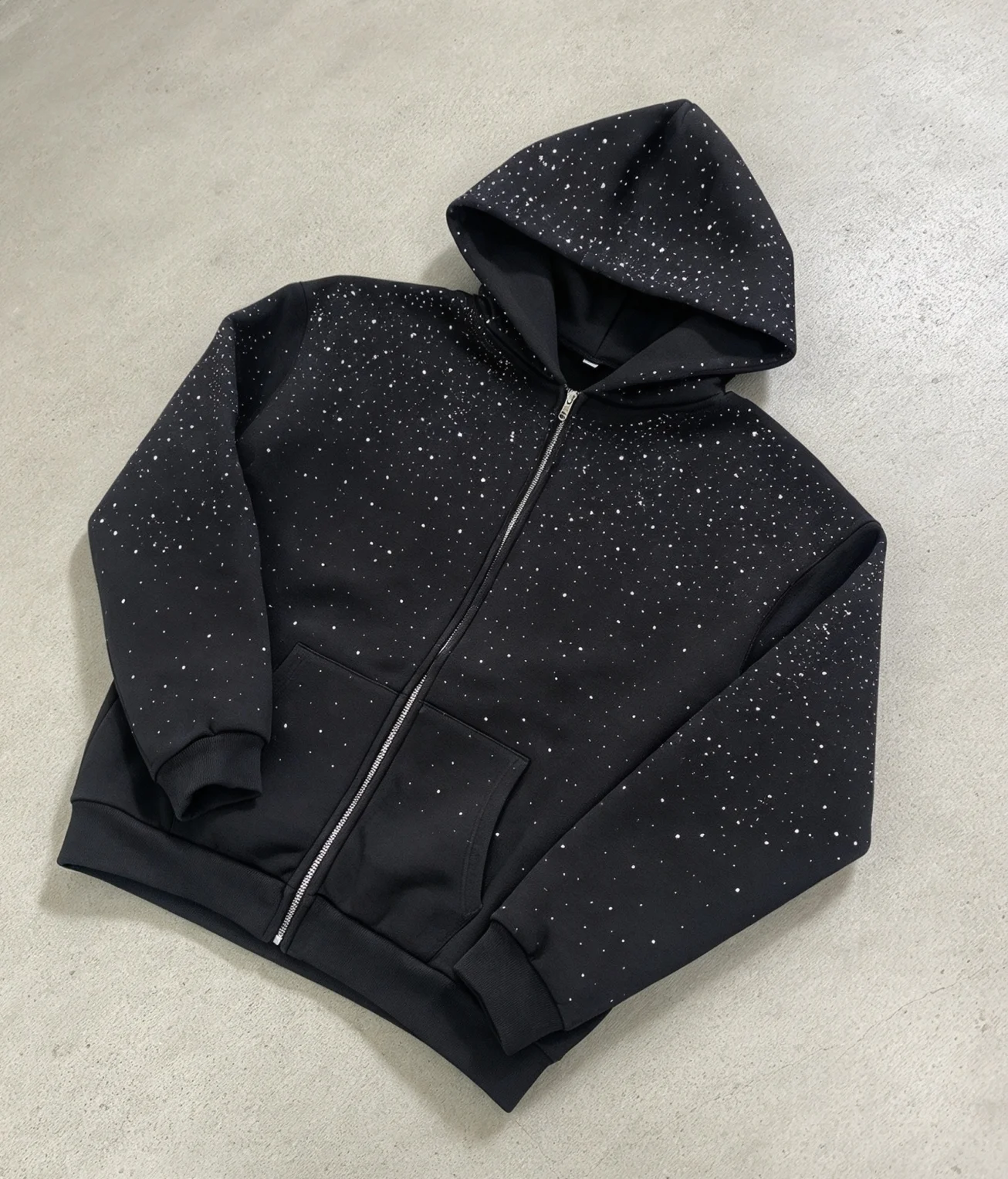 Y2K Gothic Bling Strass Reißverschluss-Hoodie Unisex Sternenhimmel Vollbesetzter Kapuzenpullover mit Reißverschluss Alt Streetwear – Detail 6