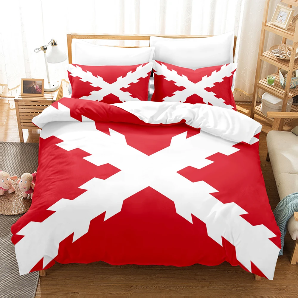 New Burgundy Cross Flag Tercios Españoles Bedding Set Duvet Cover + 2 Pillowcases Polyester Home Bedroom Decor Bed Linens