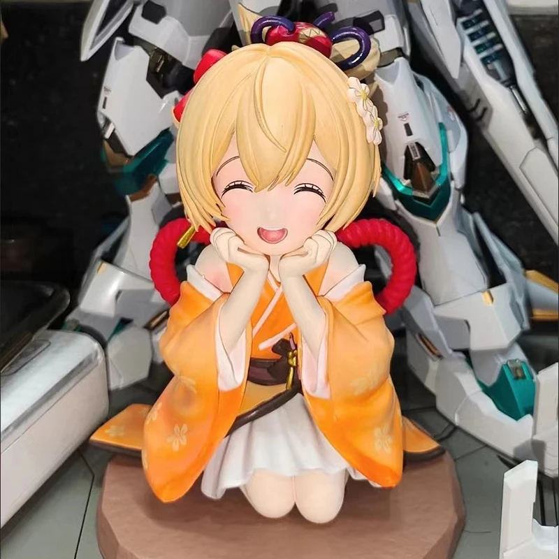 14cm Genshin Impact Game Peripheral Q Version Smiling Yoimiya Action Figure Model Statue Doll Desktop Decoration Toys Xmas Gift